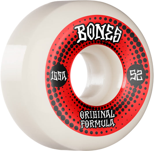 Bones Wheels 100’s 52mm V5 Sidecut OG Formula White/Red