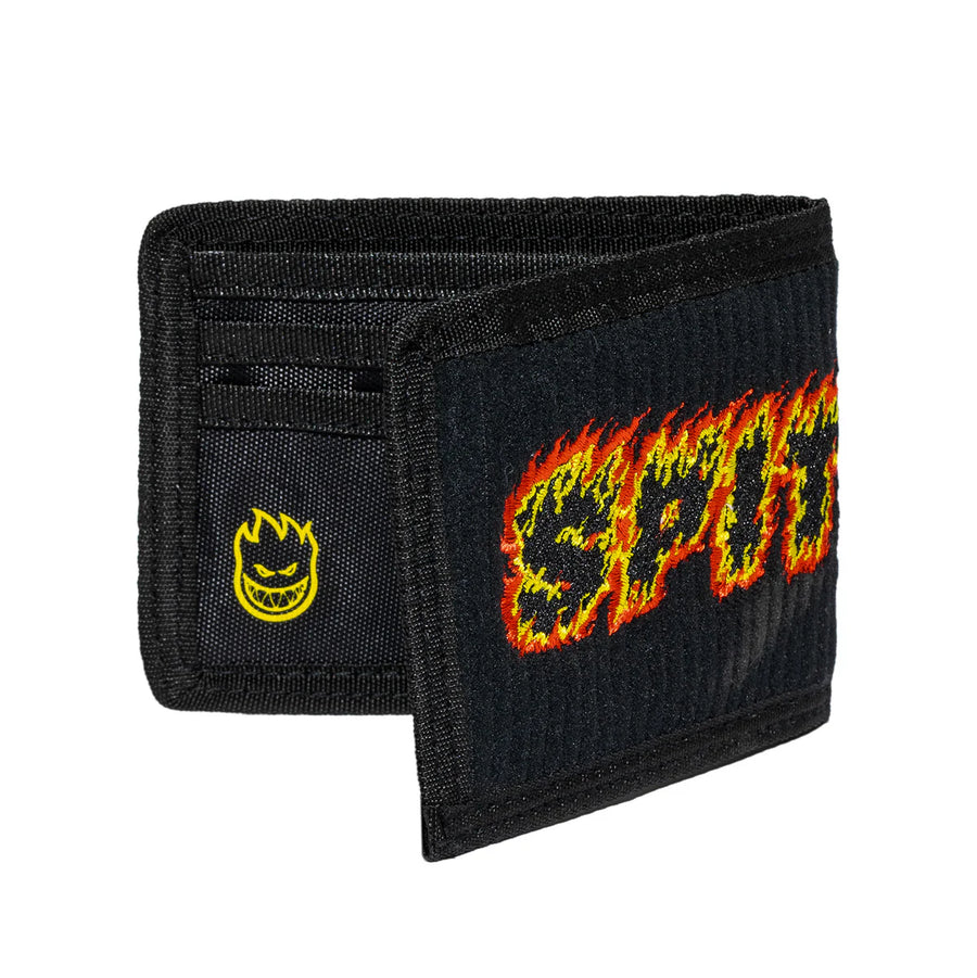 Spitfire Flames Script Bi-Fold Wallet Black