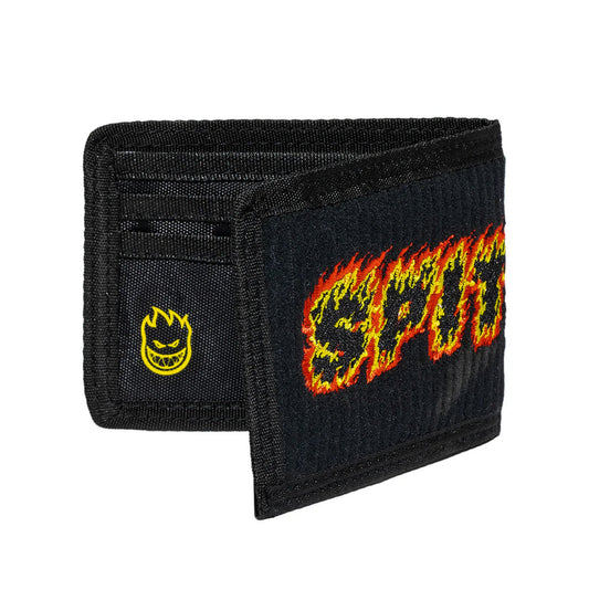 Spitfire Flames Script Bi-Fold Wallet Black