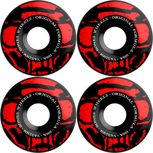 Bones Wheels 100’s 52mm V5 Sidecut OG Formula Black/Red