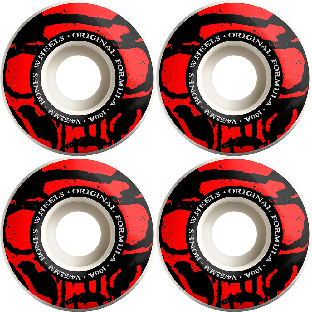 Bones Wheels Mummy Skulls 100’s 52mm V5 Sidecut OG Formula White/Red