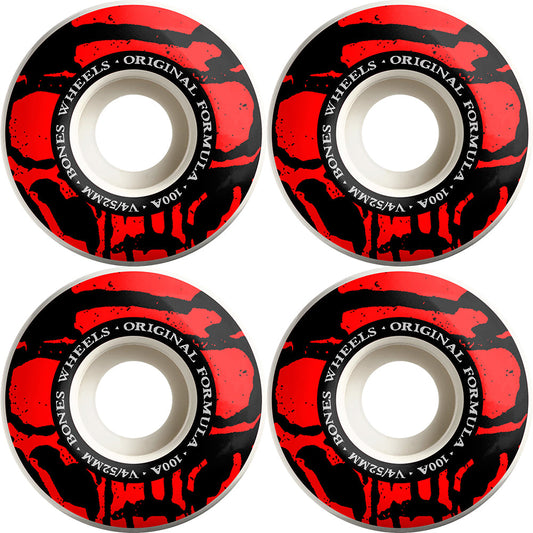 Bones Wheels Mummy Skulls 100’s 52mm V5 Sidecut OG Formula White/Red