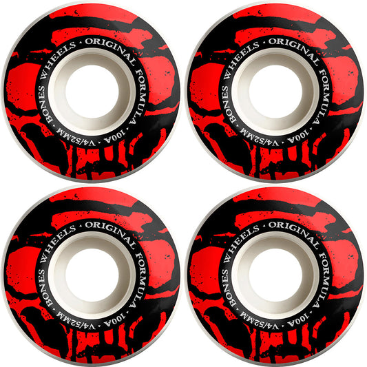 Bones Wheels Mummy Skulls 100’s 52mm V5 Sidecut OG Formula White/Red