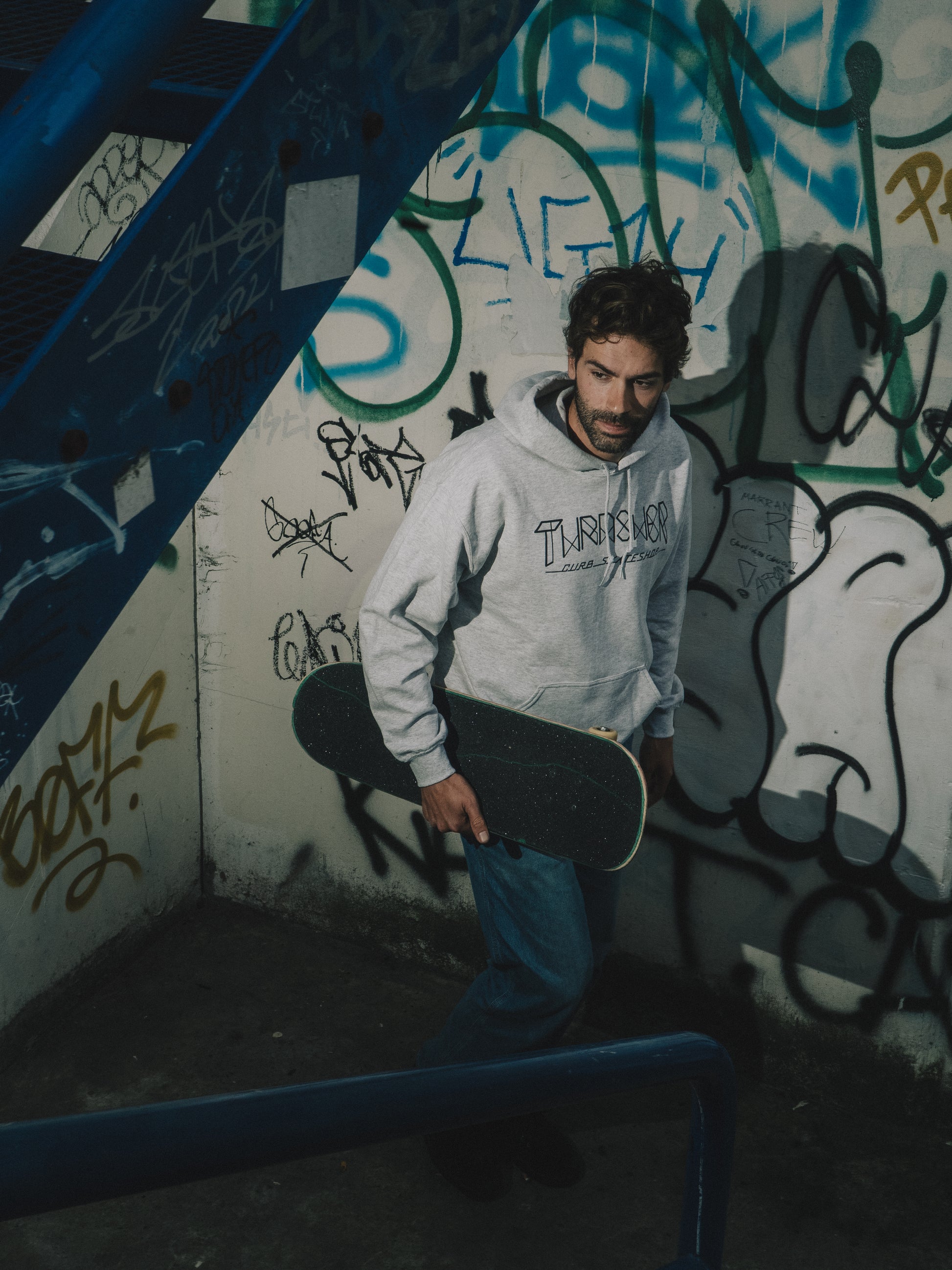 Thrasher x Curb Skatemag Logo Hood Ash Grey