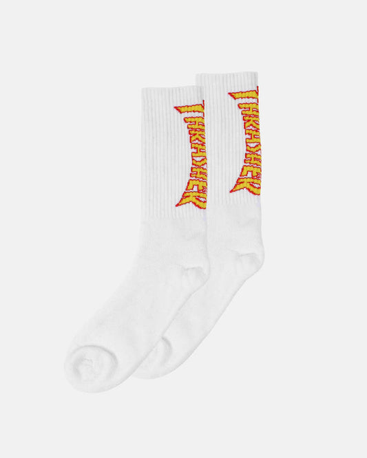 Thrasher Flame Socks White (One Size)