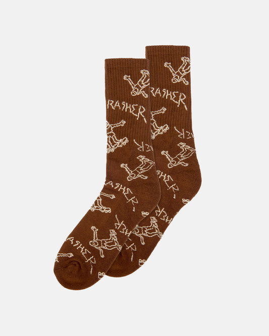 Thrasher Gonz Crew Socks Brown / Tan