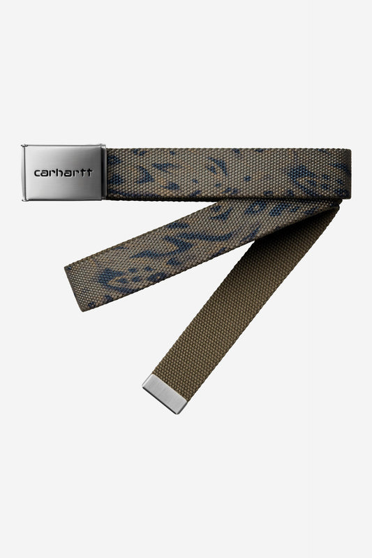 Carhartt WIP Clip Belt Chrome Duck Feather Print / Cypress
