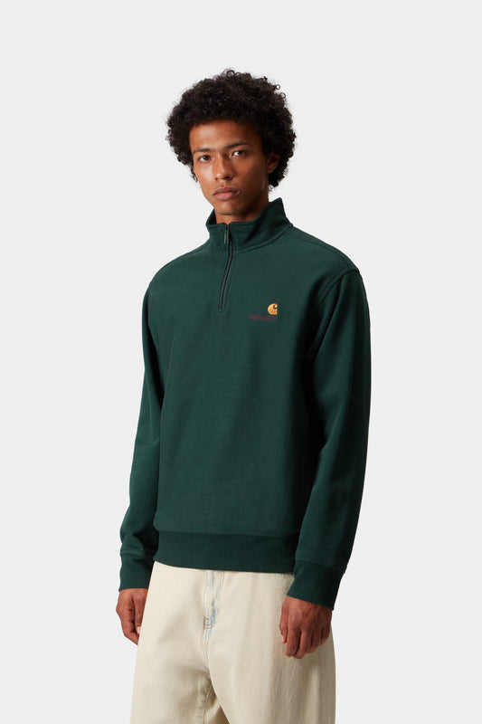 Carhartt Half Zip American Script Sweat Dark Fir