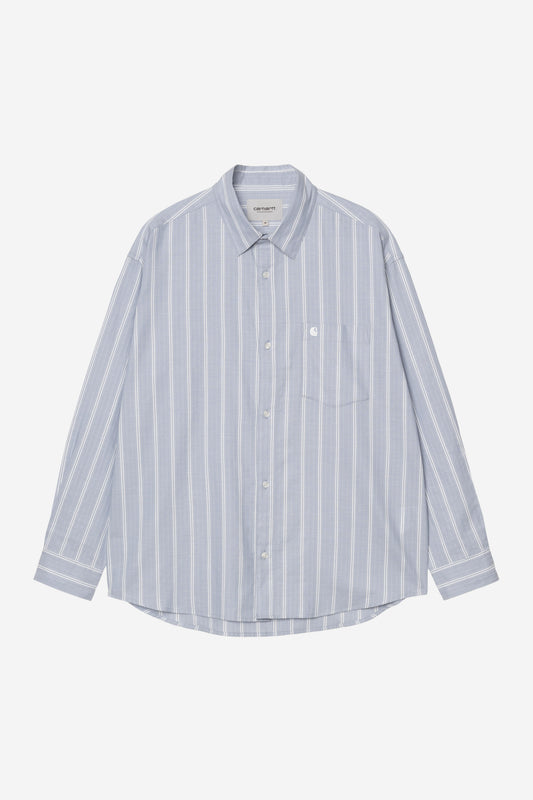Carhartt WIP L/S Beale Shirt Beale Stripe / Gentle Blue / White