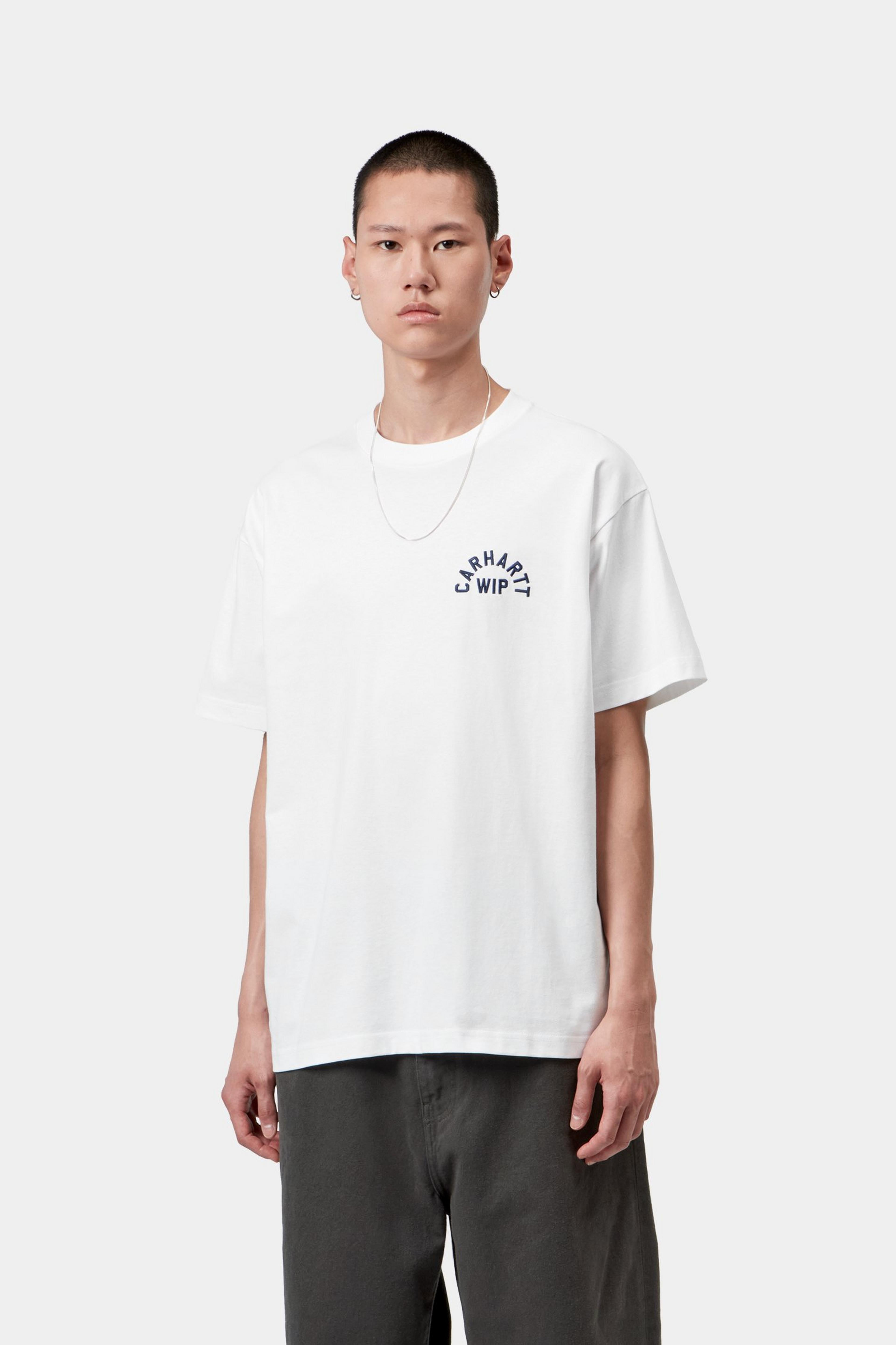 Carhartt WIP Arch Script Tee White/Dark Navy