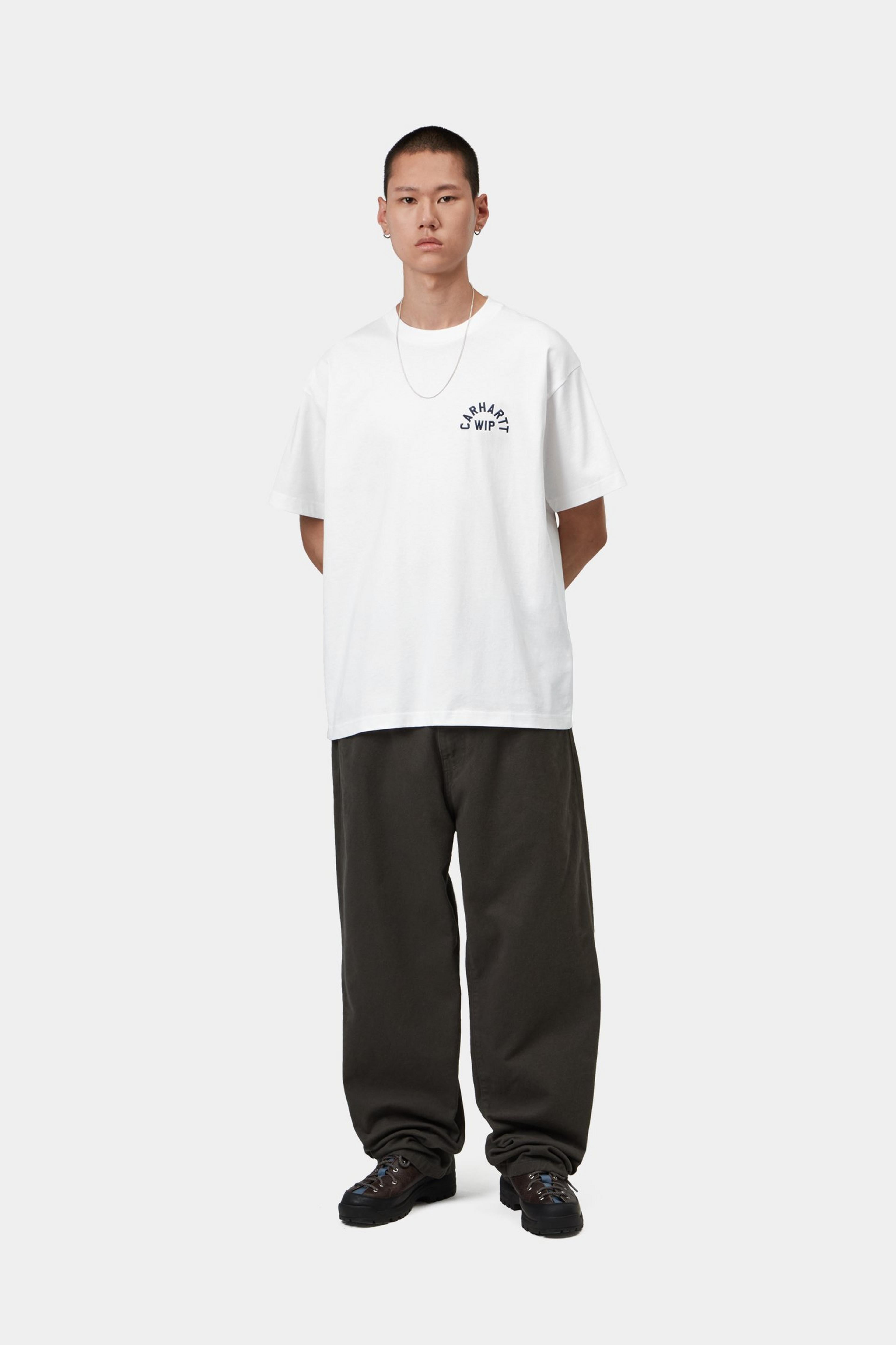Carhartt WIP Arch Script Tee White/Dark Navy