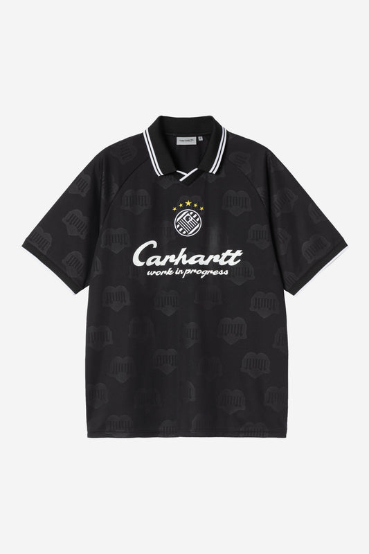 Carhartt WIP Hartt's Terrace Football T-shirt Heart Train Jacquard, Black