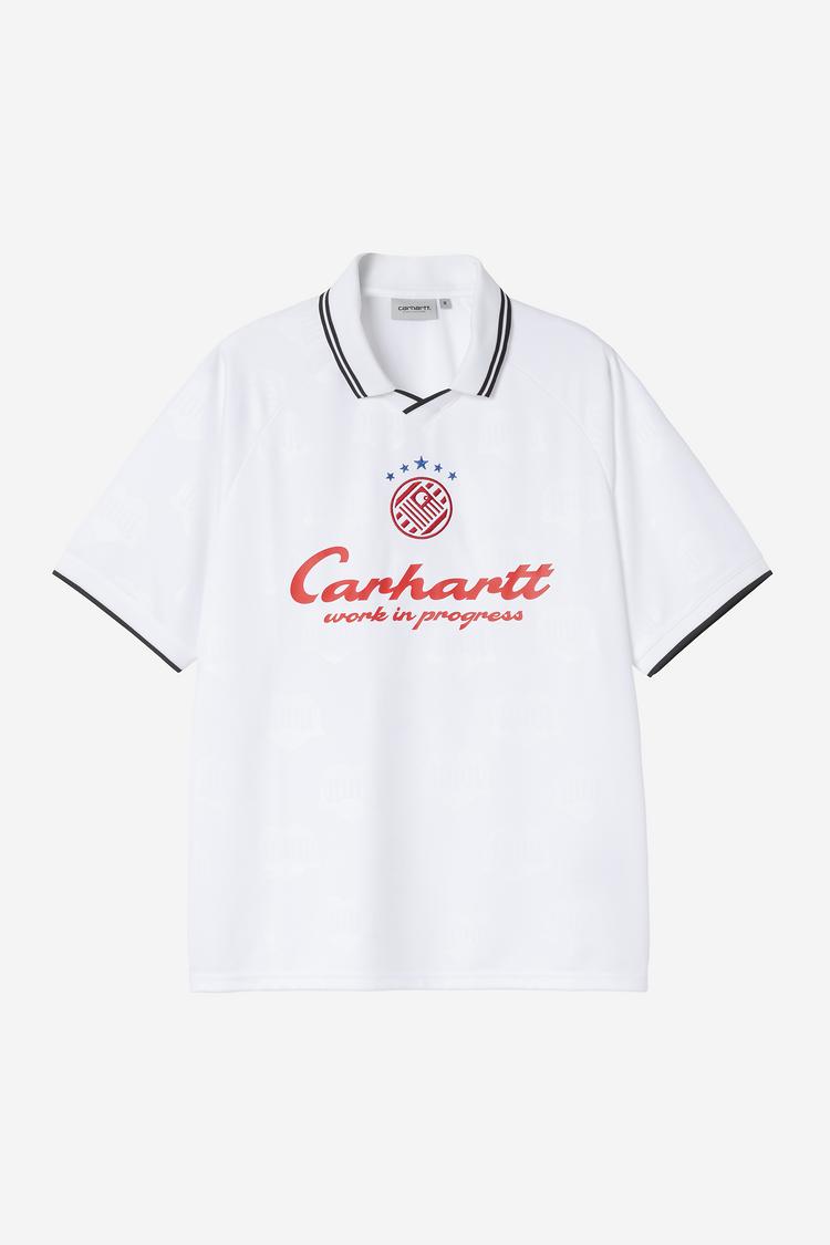Carhartt WIP Hartt's Terrace Football T-shirt Heart Train Jacquard White