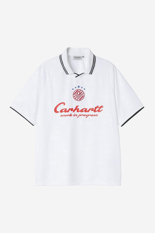 Carhartt WIP Hartt's Terrace Football T-shirt Heart Train Jacquard White