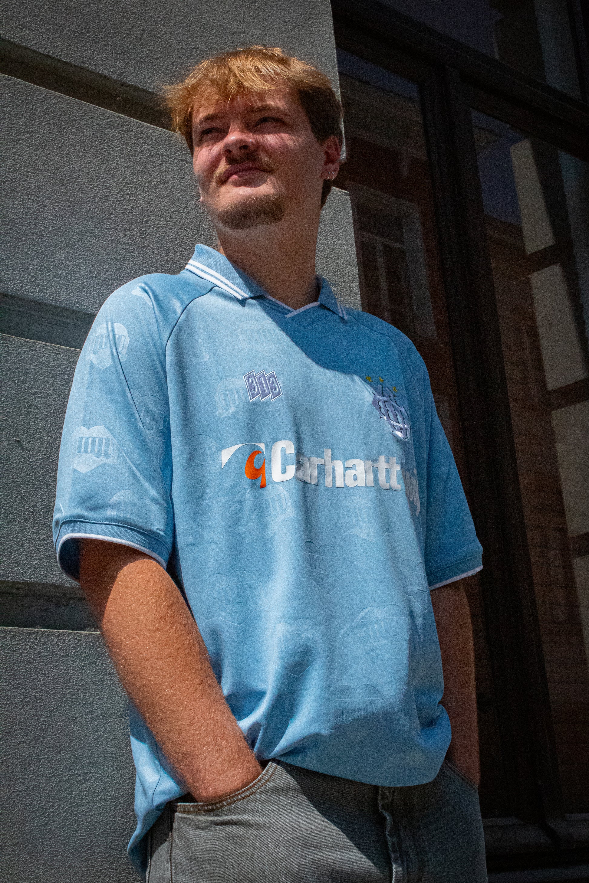 Carhartt WIP Hartt's Football T-shirt Heart Train Jacquard Bluebird