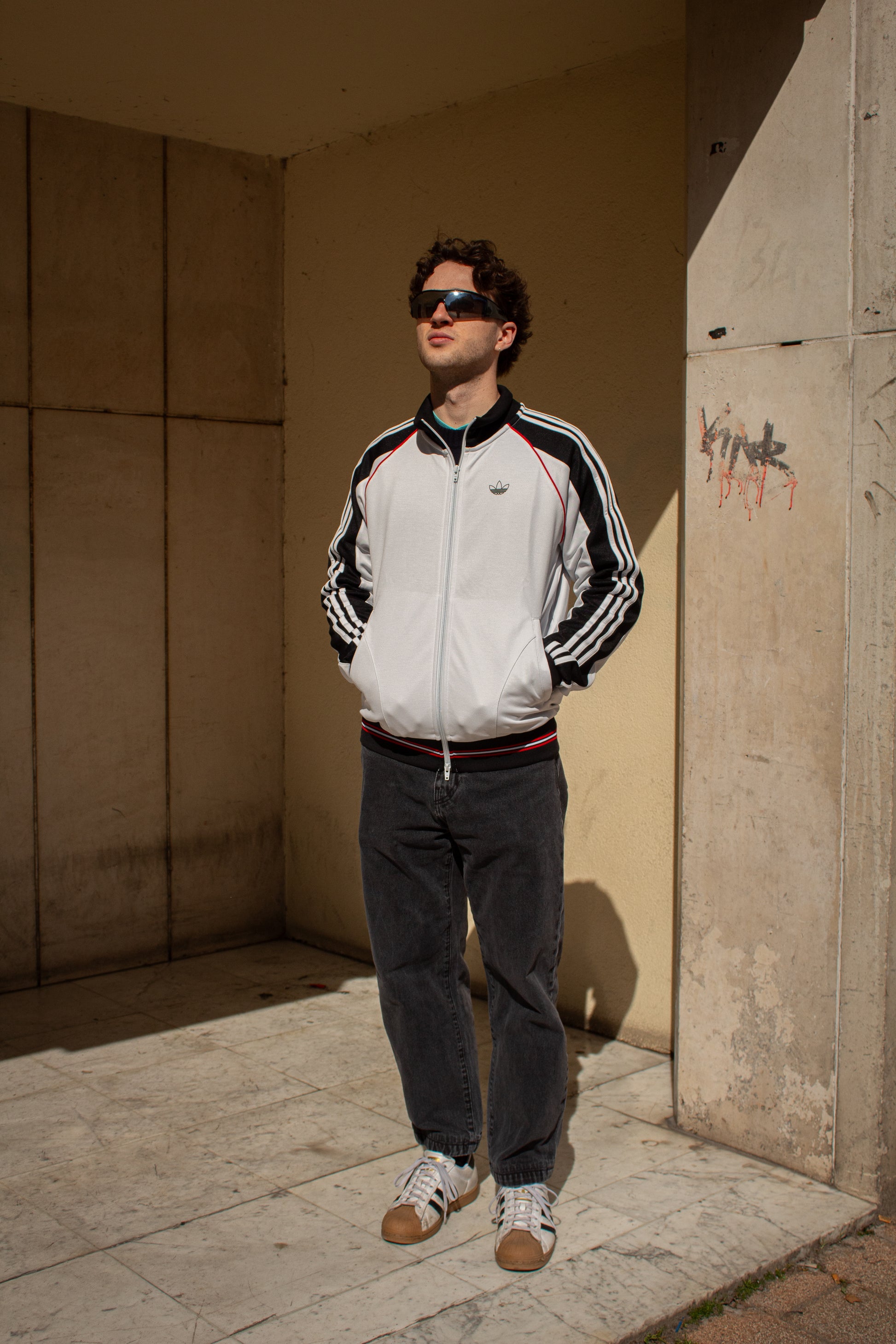 Adidas Tyshawn Track Jacket Crystal White/ Black/ Better Scarlet