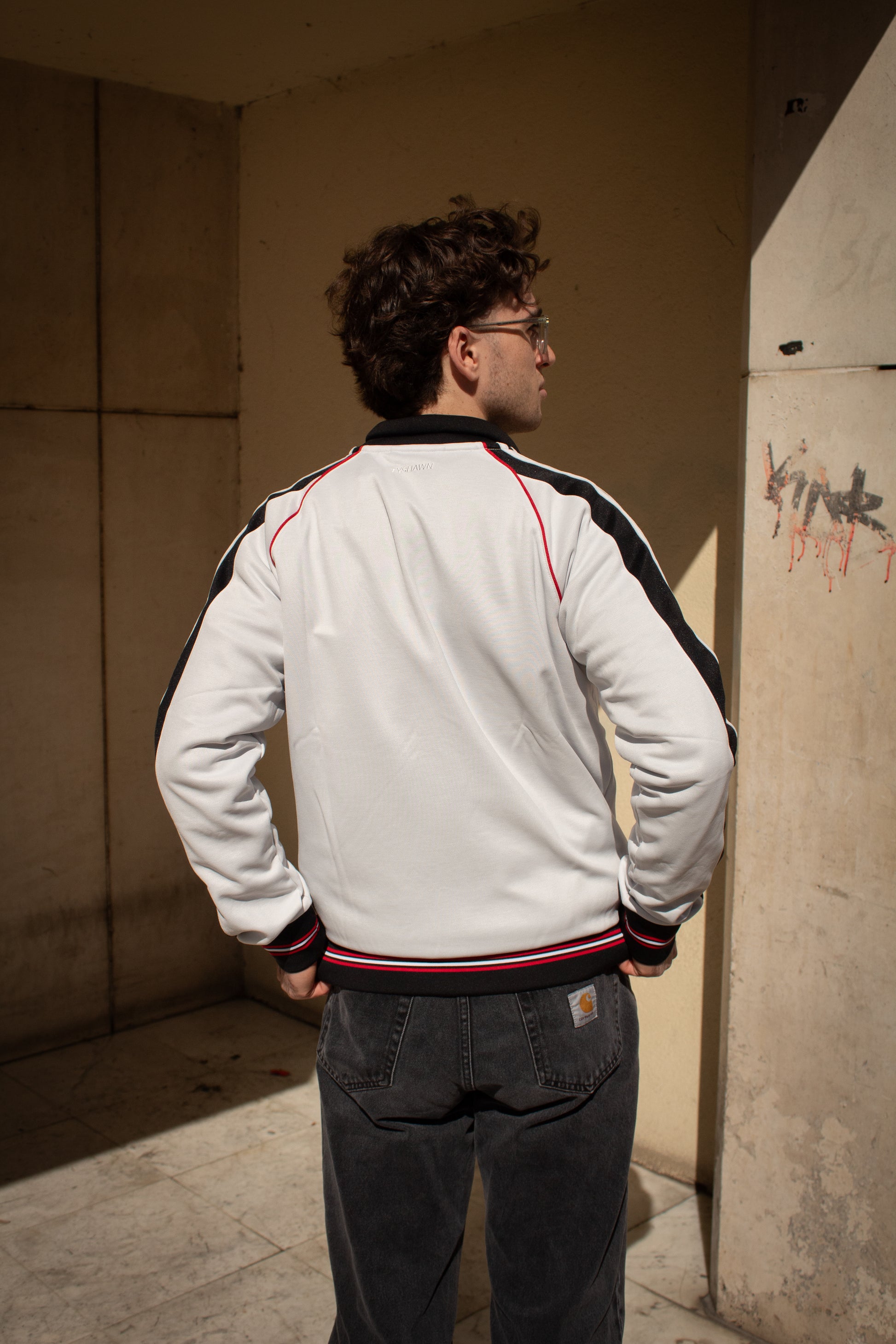 Adidas Tyshawn Track Jacket Crystal White/ Black/ Better Scarlet