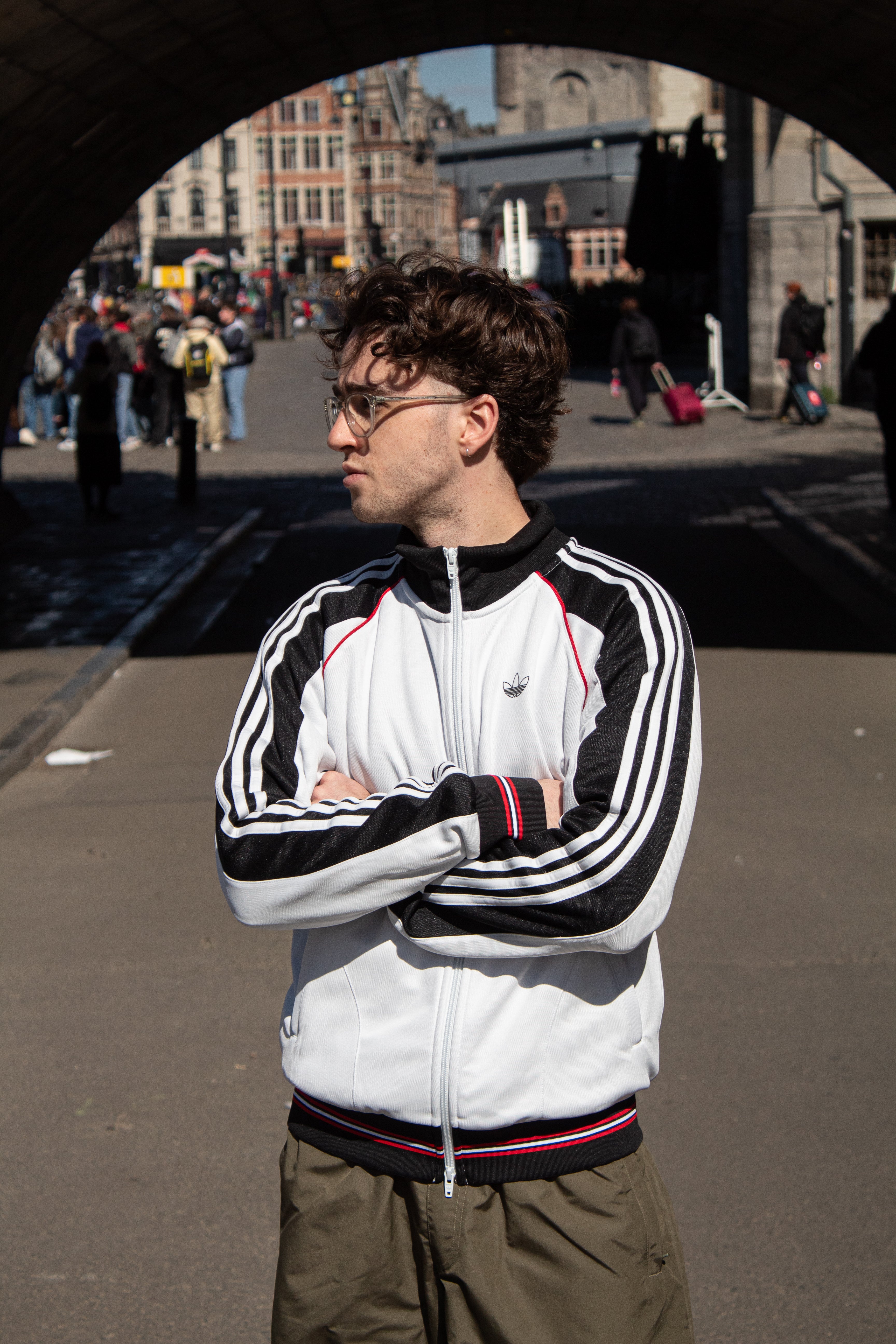 Adidas Tyshawn Track Jacket Crystal White/ Black/ Better Scarlet