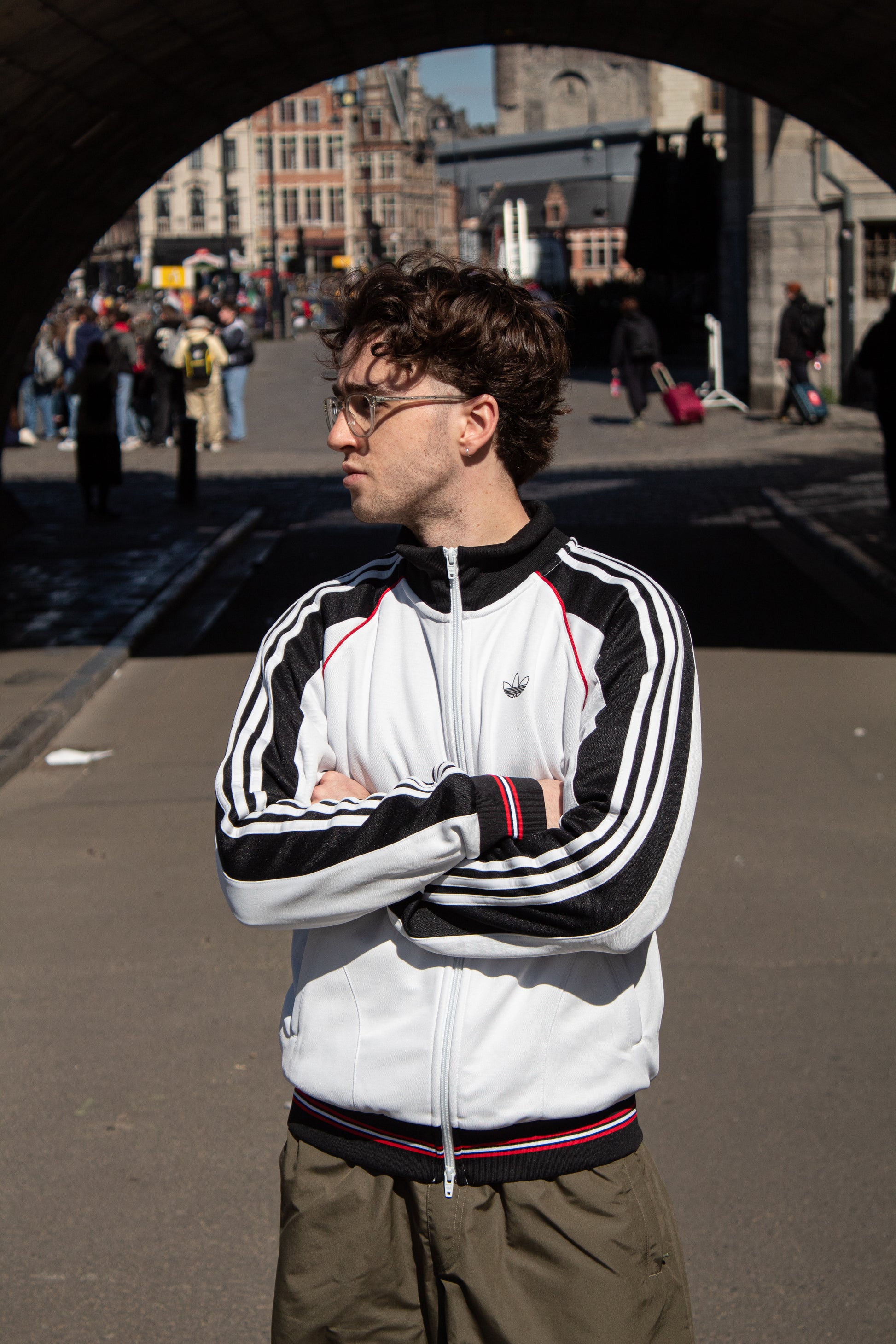 Adidas Tyshawn Track Jacket Crystal White/ Black/ Better Scarlet