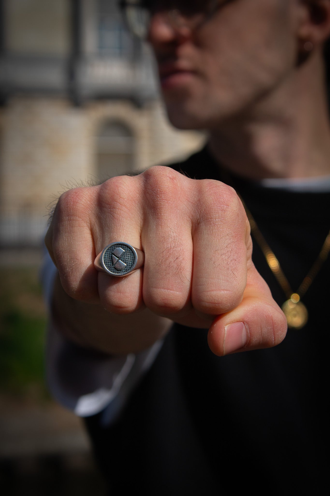 Curb Classic Oxidized Silver Ring