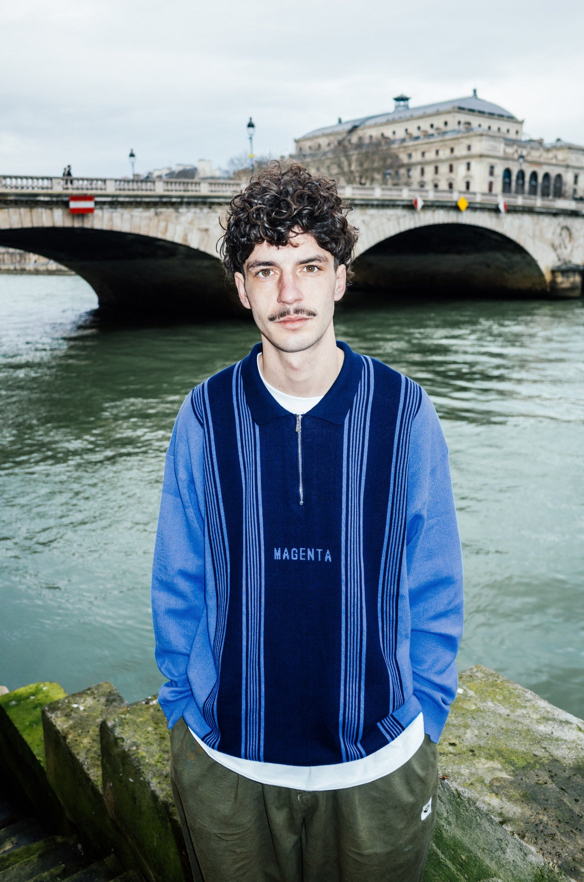 Magenta 1984 Half-Zip Polo Blue