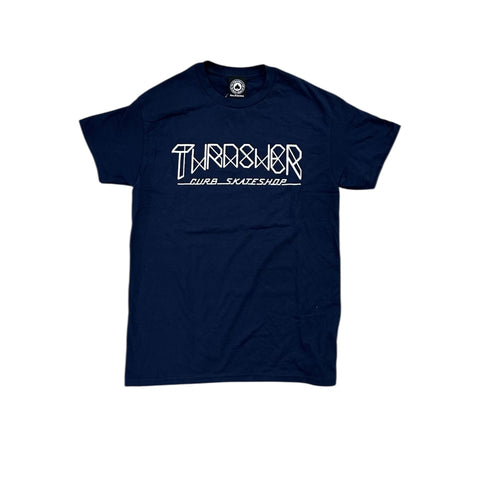 Thrasher x Curb Skatemag Logo Navy Tee