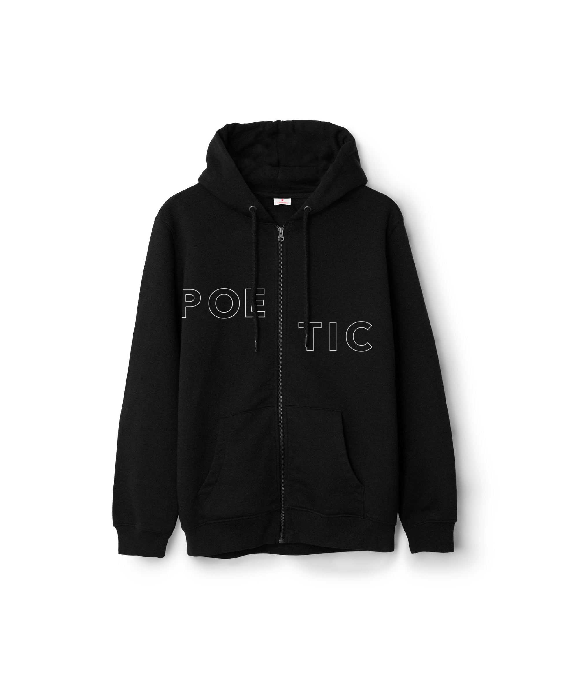 Poetic Outline Zip Hoodie Black