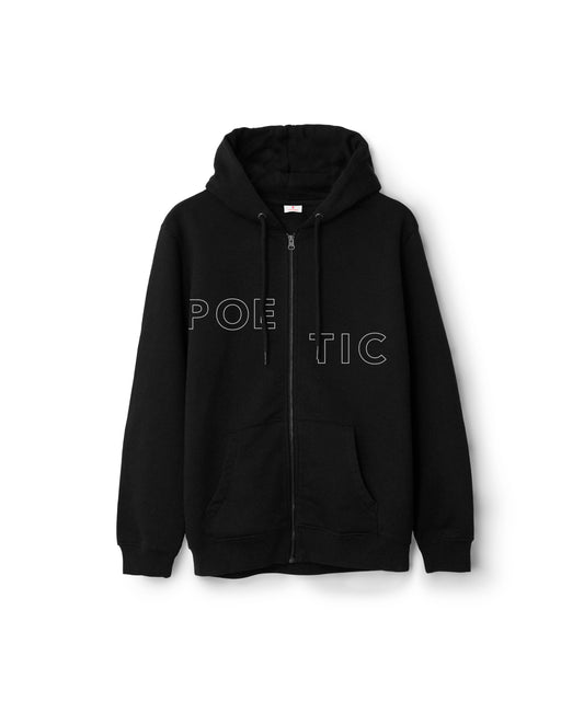 Poetic Outline Zip Hoodie Black