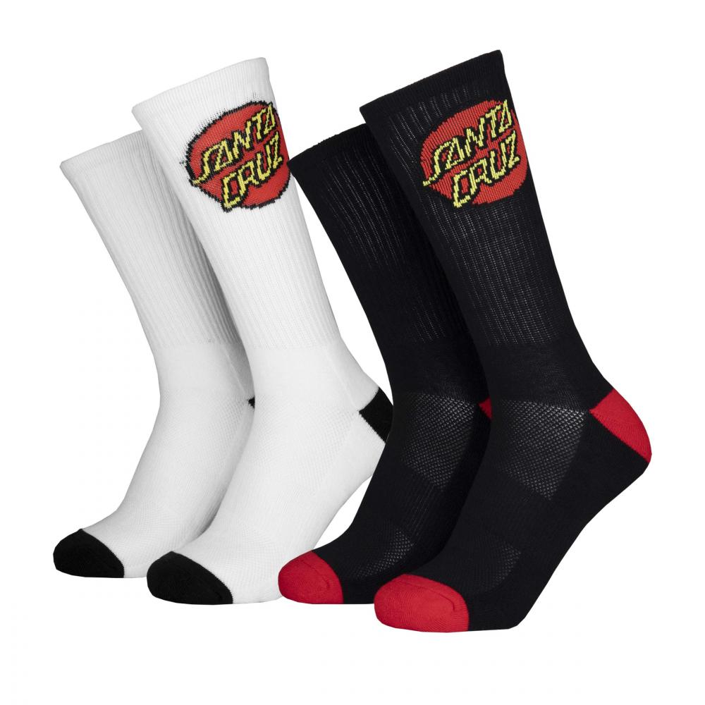 Santa Cruz Classic Dot Socks (2 Pack) White / Black