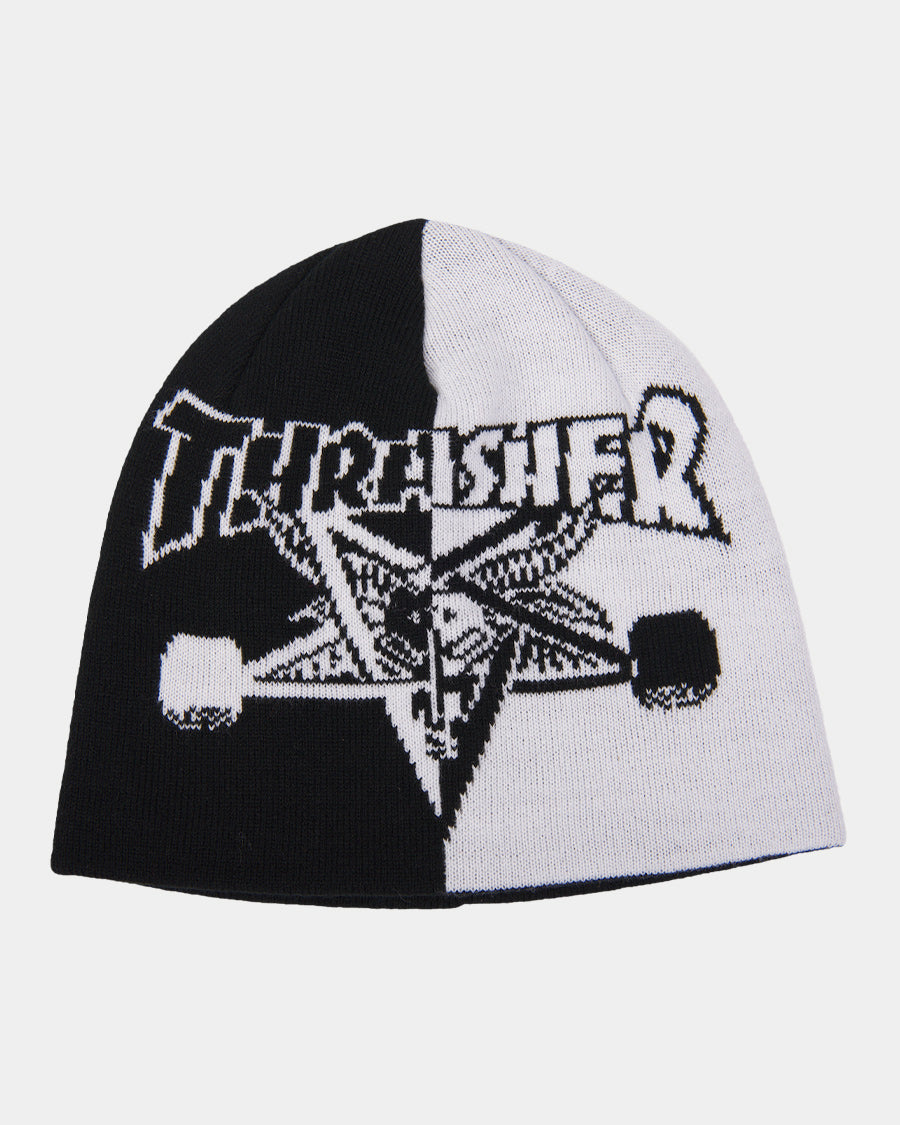 Thrasher Beanie Skategoat Split Skully Black/White