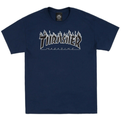Thrasher Flame Logo Tee Navy/Black