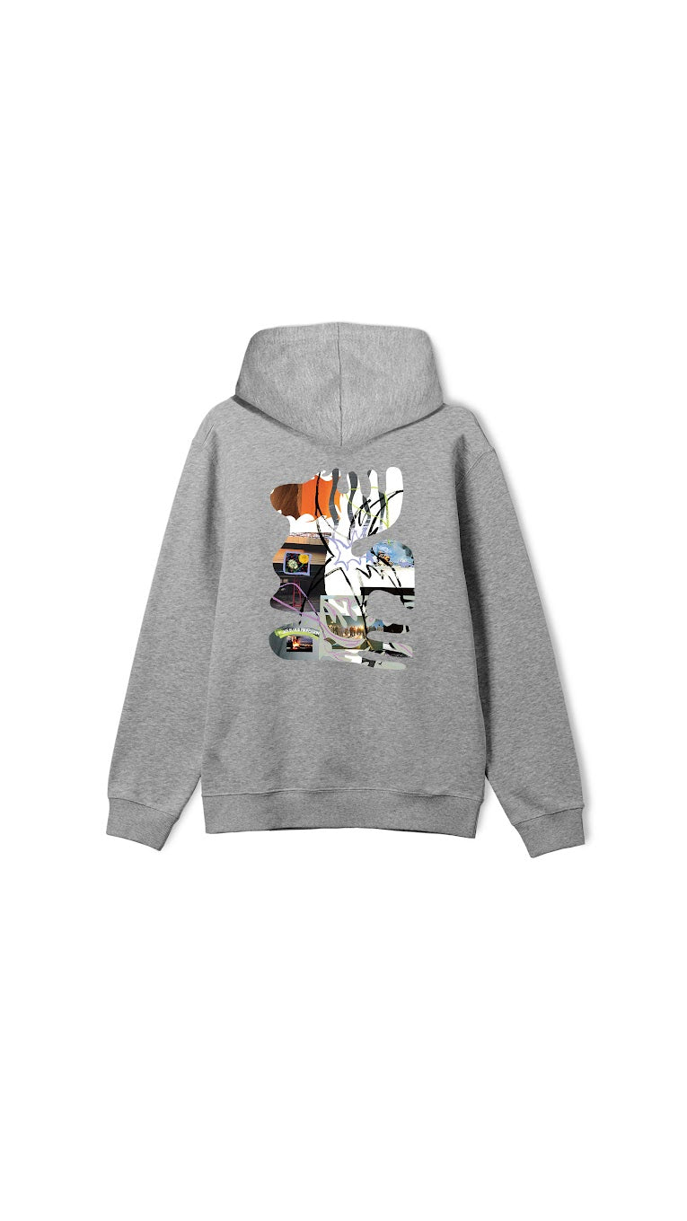 Poetic Shaped Collage Hoodie Heather Grey
