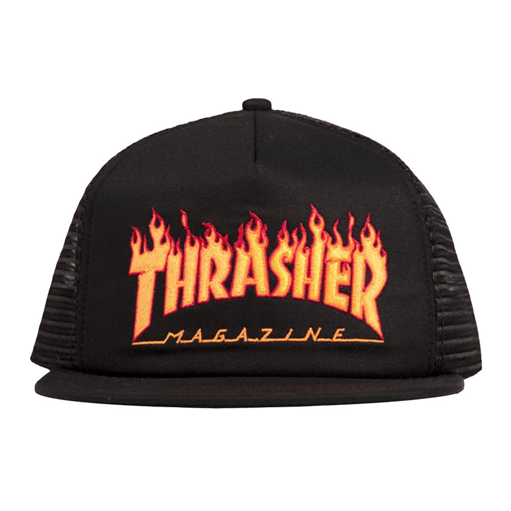 Thrasher EMB Flame Logo Mesh Cap Black