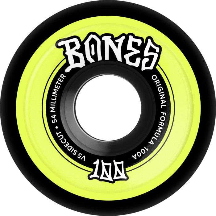 Bones Wheels Sidecut 100’s 54mm V5 Sidecut OG Formula Black/Yellow