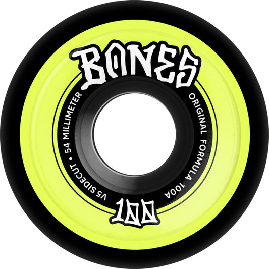 Bones Wheels Sidecut 100’s 54mm V5 Sidecut OG Formula Black/Yellow