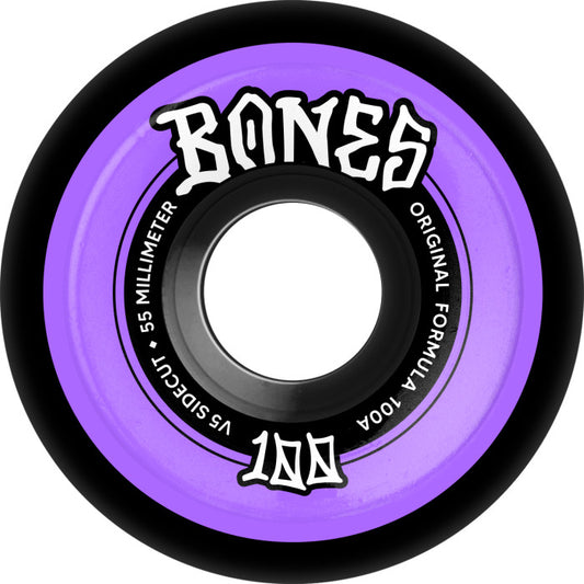 Bones Wheels Sidecut 100’s 55mm V5 Sidecut OG Formula Black/Purple