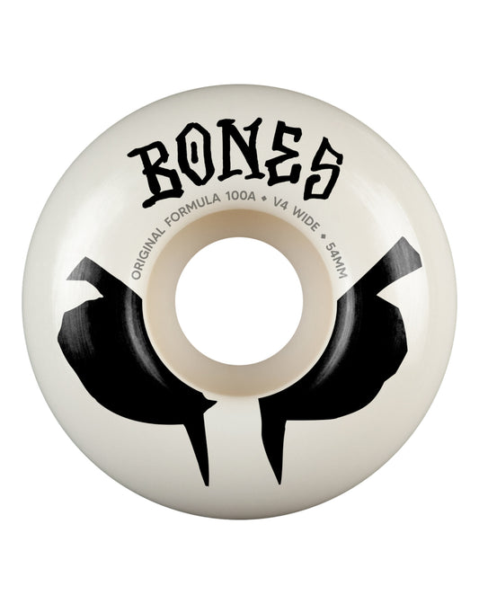 Bones Wheels V4 Wides OG 100’s 53mm White