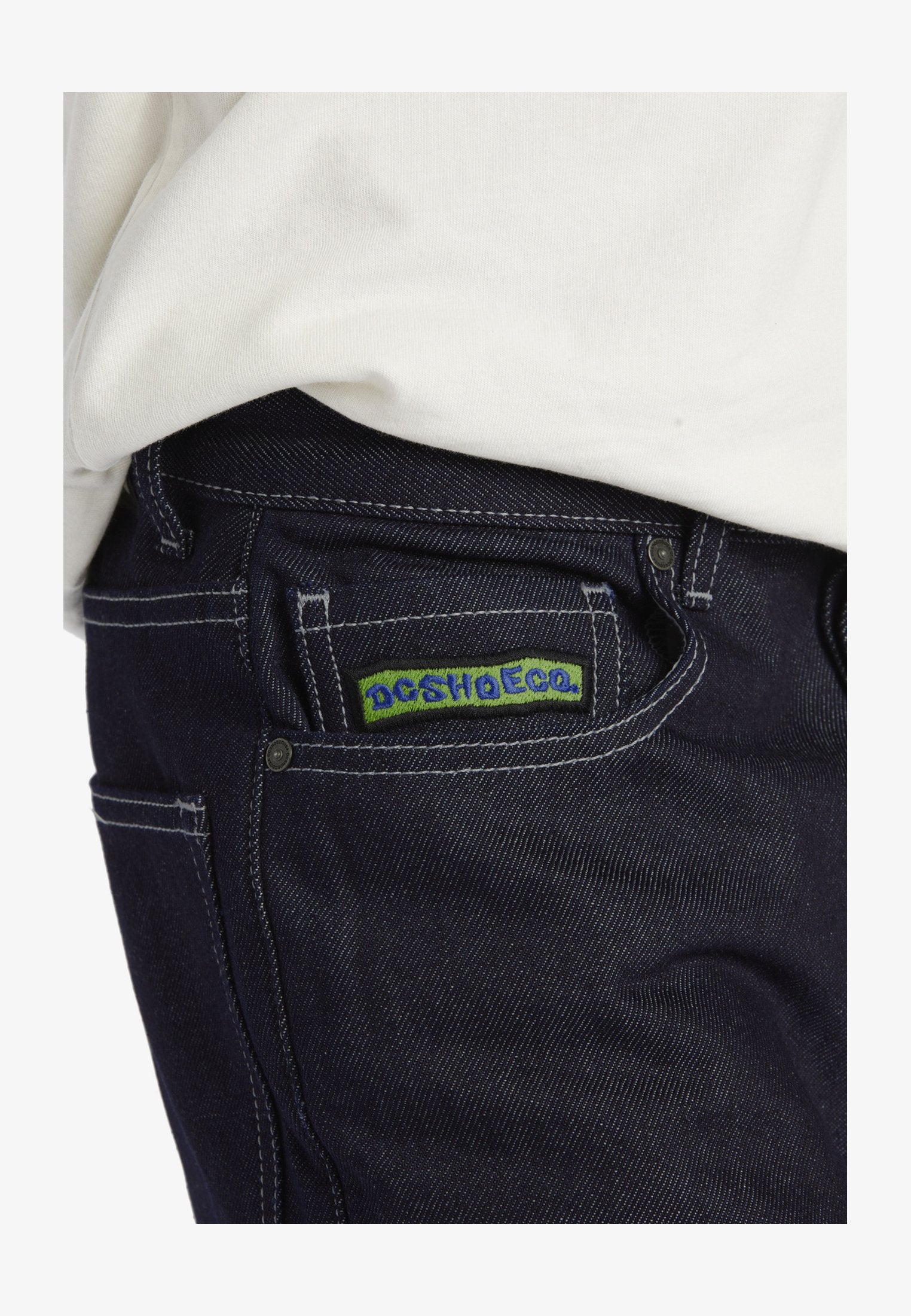 DC Worker Baggy Denim Pants Black With White Seams