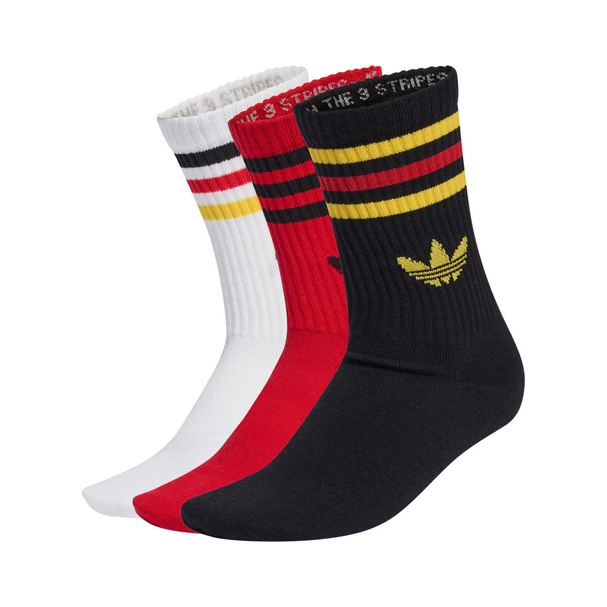 Adidas 3S Crew Socks (3-Pair) (White/Red/Black)