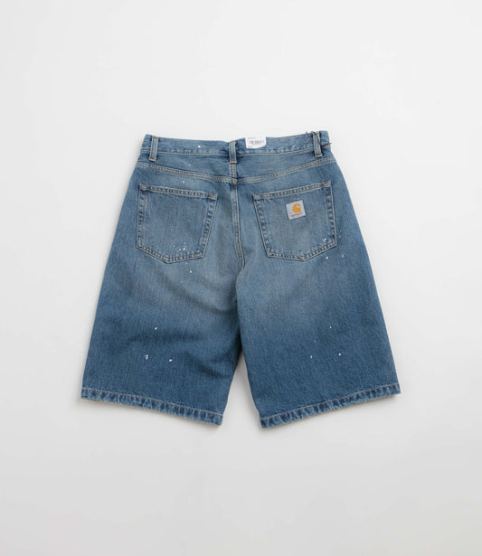 Carhartt WIP Landon Short Blue destroy wash splatter