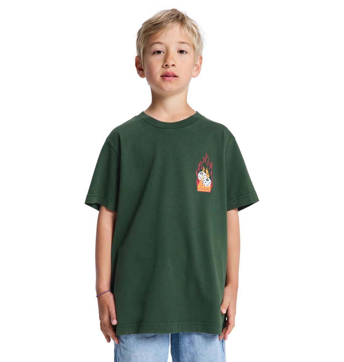 DC Burning Dice Youth Tee Green