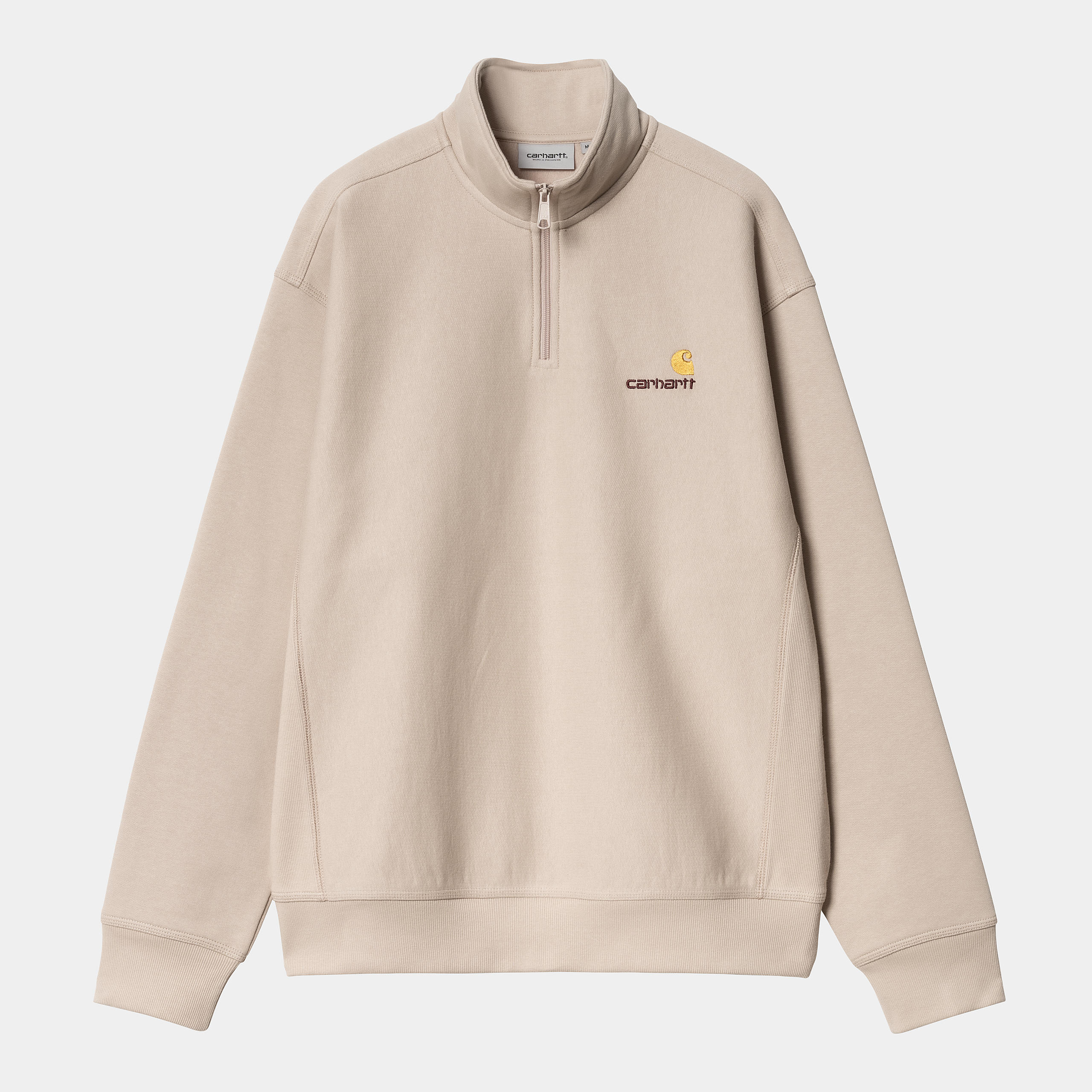 Carhartt half zip American script sweat Fleur De Sel