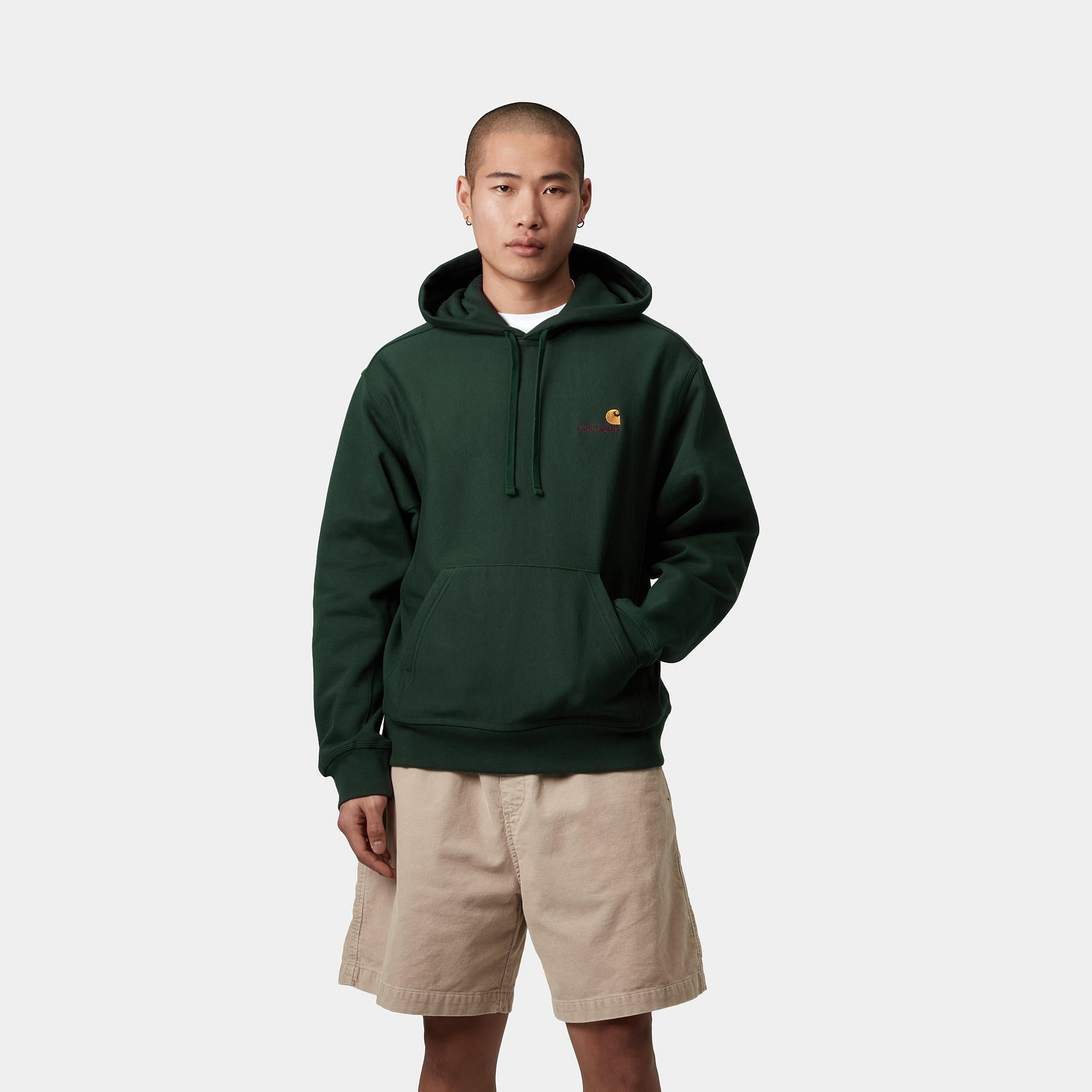 Carhartt Hooded American Script Sweat Conifer Green
