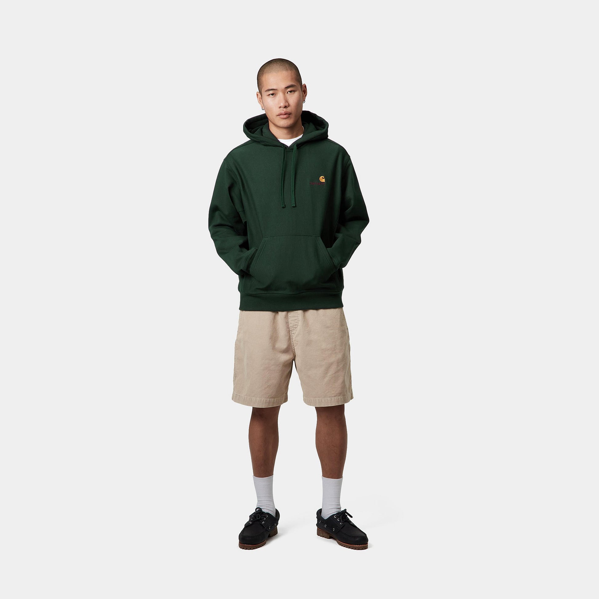 Carhartt Hooded American Script Sweat Conifer Green