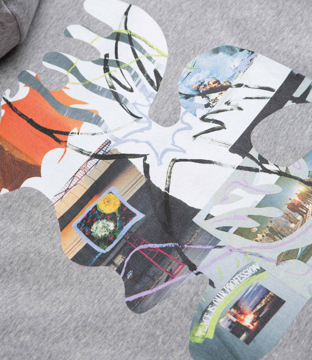 Poetic Shaped Collage Hoodie Heather Grey