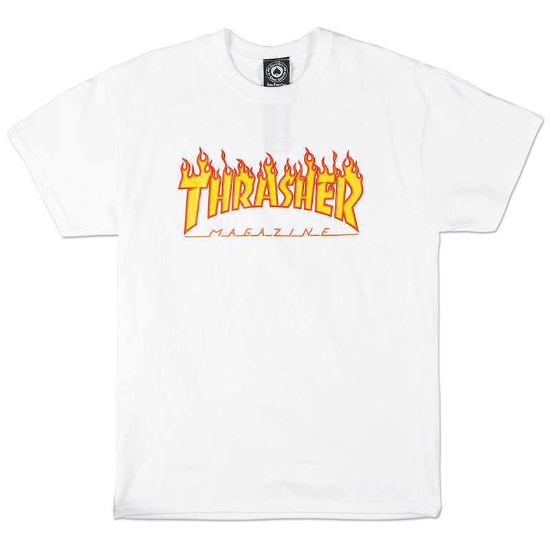 Thrasher Flame Logo Tee White