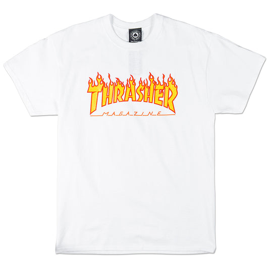 Thrasher Flame Logo Tee White