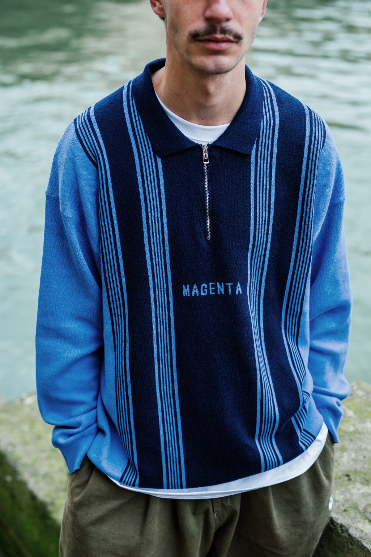 Magenta 1984 Half-Zip Polo Blue