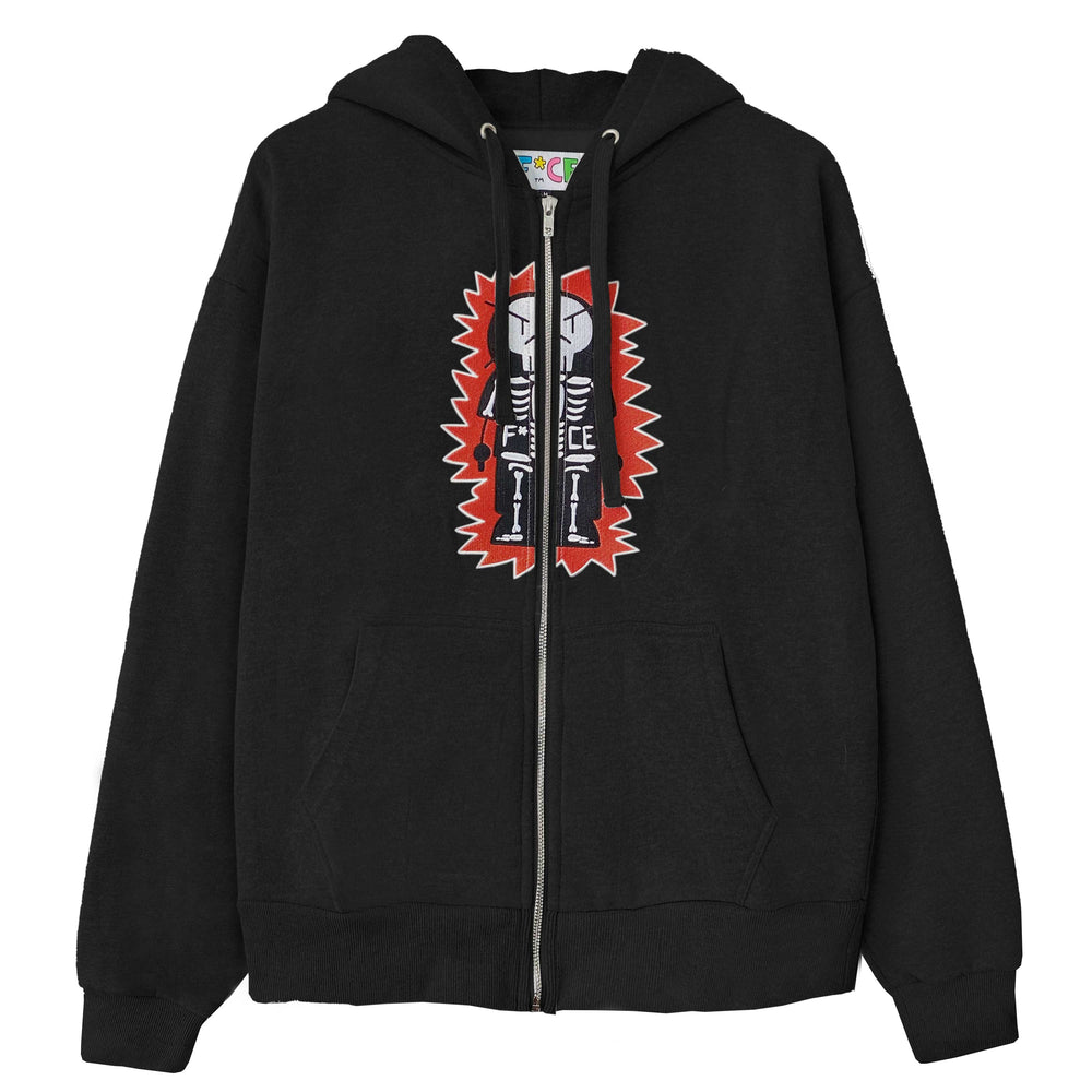 SKELECTRIC ZIP YOUTH HOODIE - BLACK - F*CE