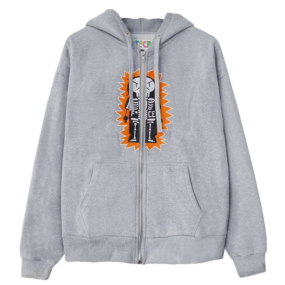 SKELECTRIC ZIP YOUTH HOODIE - GREY - F*CE